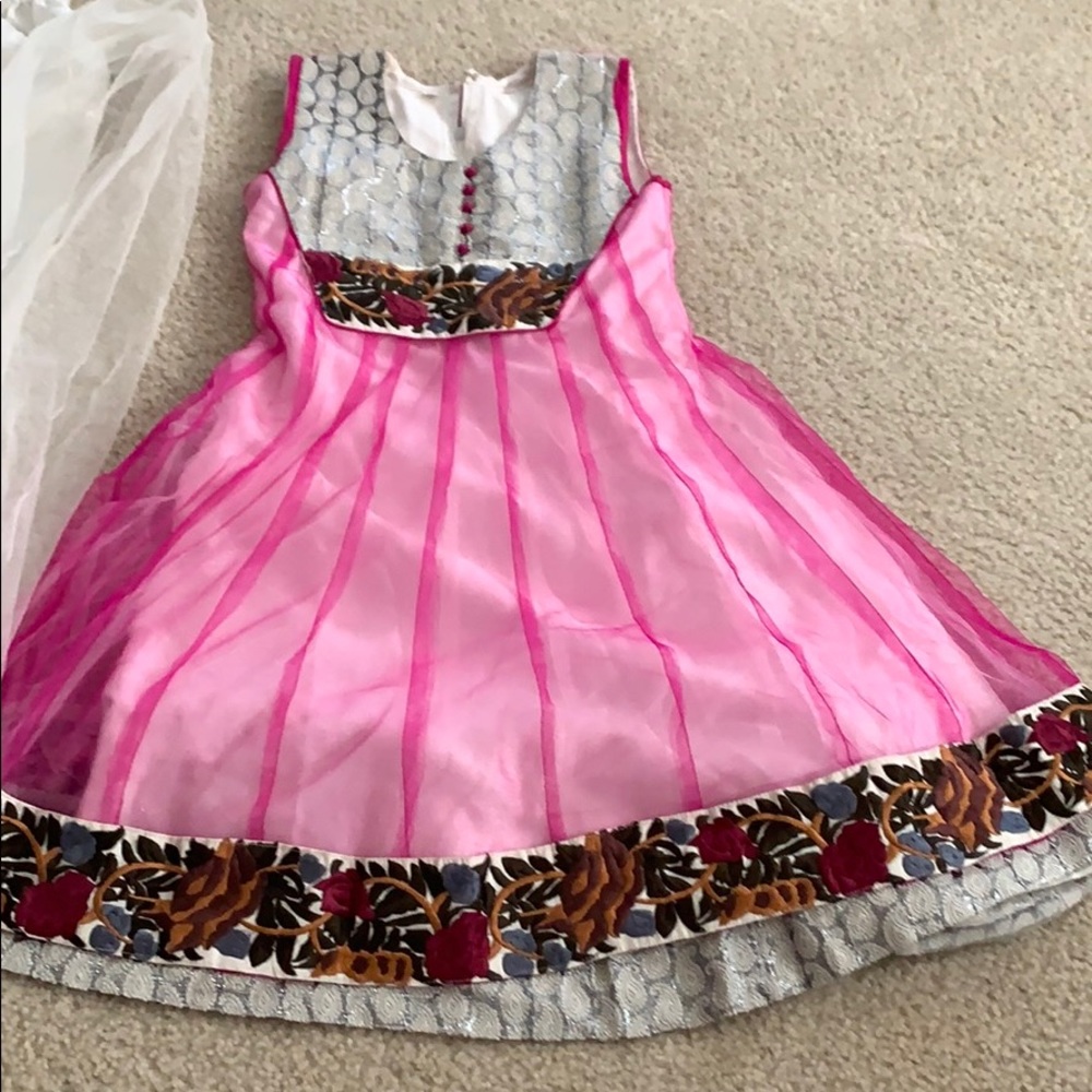 Indian outfit kids salwar suit White pink churidar anarkali girls Indian size 28